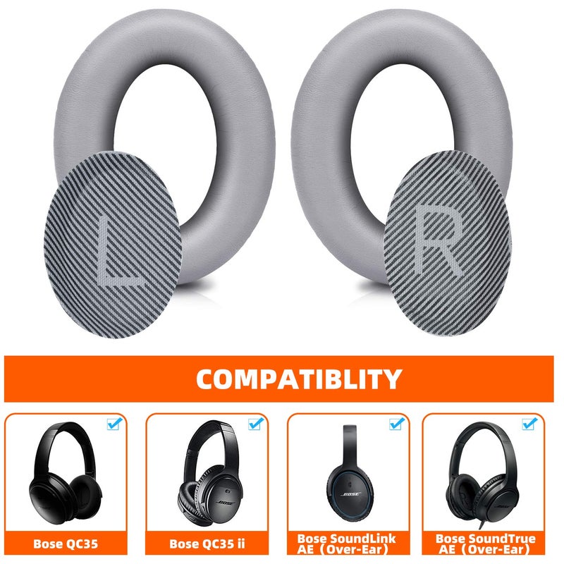 GEVO Premium Replacement Ear Pads for Bose QC35 & QC35ii Headphones Made by GEVO- Comfortable Adaptive Memory Foam and Extra Durable - Fits QuietComfort 35 & 35ii / SoundLink 1&2 AEï¼ˆOver-Earï¼‰ (Silver) - Image 2
